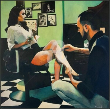 Painting titled "au Salon" by Yann Argentin, Original Artwork, Oil