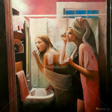 Peinture intitulée "Les soeurs" par Yann Argentin, Œuvre d'art originale, Huile