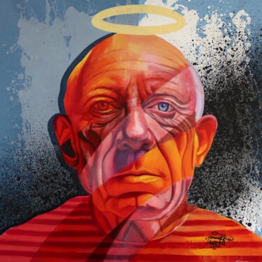 Malarstwo zatytułowany „Picasso” autorstwa Yannick Aaron, Oryginalna praca, Akryl Zamontowany na Drewniana rama noszy