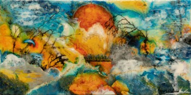 Картина под названием ""Au pas du soleil l…" - Yannick Bernard, Подлинное произведение искусства, лак Установлен на Деревянн…