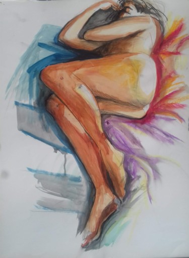 Dibujo titulada "ma Lili nue" por Yanosky, Obra de arte original, Pastel