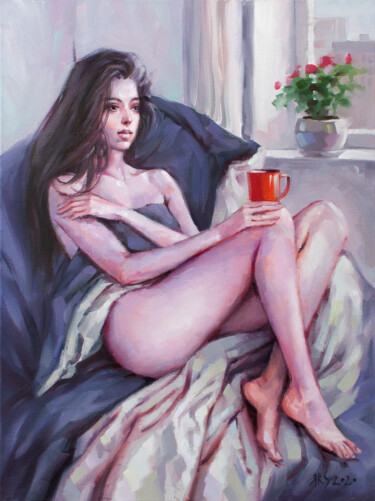 Картина под названием "TENDER MORNING (Imp…" - Yaroslav Sobol, Подлинное произведение искусства, Масло Установлен на Деревян…