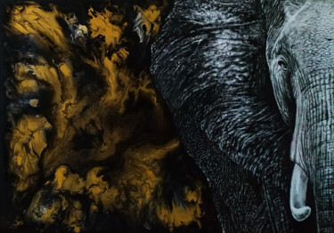 Pittura intitolato "Elephant" da Yaroslav Teslenko, Opera d'arte originale, Olio