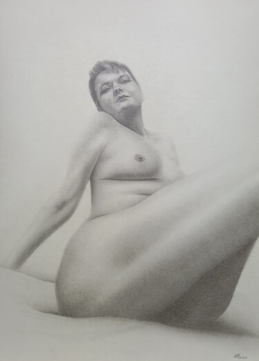 Painting titled "Nude #382" by Yaroslav Teslenko, Original Artwork, Charcoal