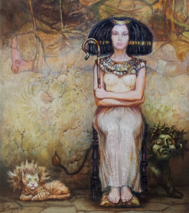 Painting titled "Nefertiti and her p…" by Yaseneva Svetlana, Original Artwork, Oil