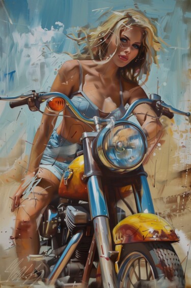Painting titled "Biker Babe" by Yass, Original Artwork, Acrylic