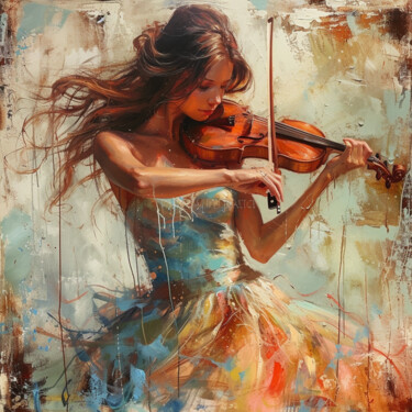 Peinture intitulée "Young Musician" par Yass, Œuvre d'art originale, Huile