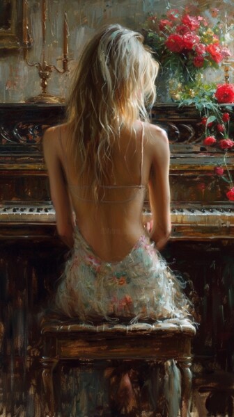 Pintura titulada "Piano notes" por Yass, Obra de arte original, Oleo