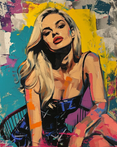 「Blondie Pop Art Por…」というタイトルの絵画 Yassによって, オリジナルのアートワーク, オイル