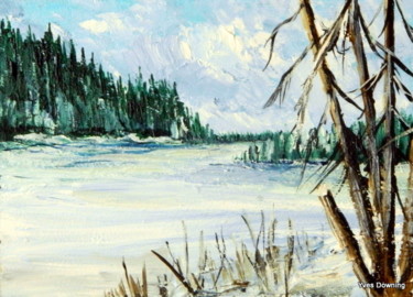 Peinture intitulée "Février au lac Daig…" par Yves Downing, Œuvre d'art originale, Acrylique Monté sur Châssis en bois