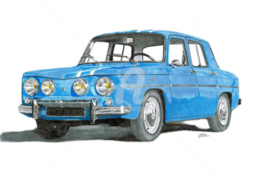 Drawing titled "Renault 8 Gordini" by Dessinludo, Original Artwork, Marker