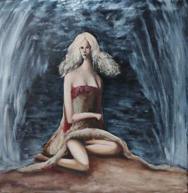 Painting titled "Woman and the sea" by Yehor Bulbak, Original Artwork, Oil