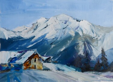 Painting titled "Winter mountains" by Yehor Dulin, Original Artwork, Oil