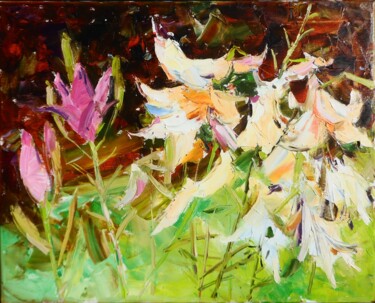 Schilderij getiteld "Lilies  flowers" door Yehor Dulin, Origineel Kunstwerk, Olie