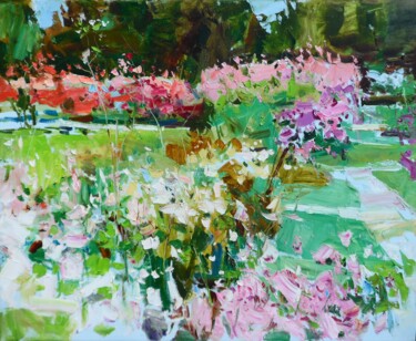 Painting titled "Rose garden" by Yehor Dulin, Original Artwork, Oil