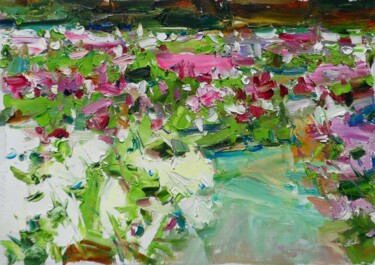 Painting titled "Garden Peonies pain…" by Yehor Dulin, Original Artwork, Oil