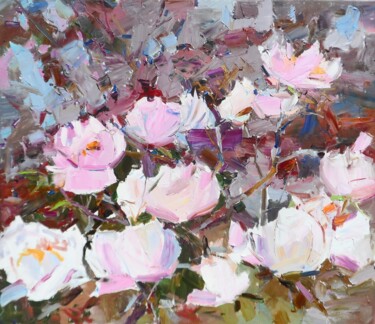 Painting titled "Tree peonies" by Yehor Dulin, Original Artwork, Oil