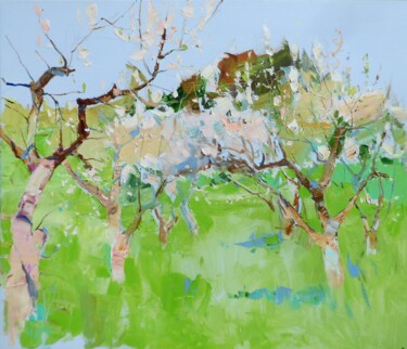 Картина под названием "Apple Orchard. Land…" - Yehor Dulin, Подлинное произведение искусства, Масло