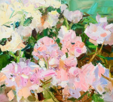 Schilderij getiteld "Rhododendron" door Yehor Dulin, Origineel Kunstwerk, Olie