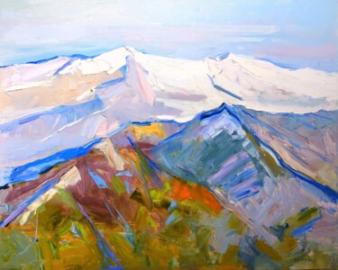 Schilderij getiteld "Alps" door Yehor Dulin, Origineel Kunstwerk, Olie