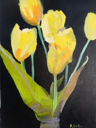Malerei mit dem Titel "Tulips flowers" von Yehor Dulin, Original-Kunstwerk, Öl