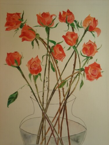 Pintura titulada "Roses" por Yelena Mazour-Matusevich, Obra de arte original, Oleo