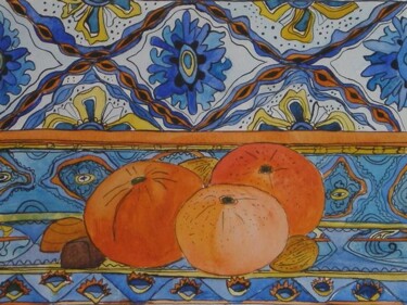 Ζωγραφική με τίτλο "Mandarines a la Pro…" από Yelena Mazour-Matusevich, Αυθεντικά έργα τέχνης, Λάδι