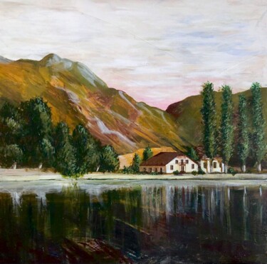 Картина под названием "Lake house" - Elena Minkova, Подлинное произведение искусства, Акрил Установлен на Деревянная рама дл…