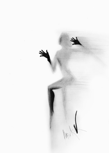Рисунок под названием "Silhouette" - Elena Minkova, Подлинное произведение искусства, Карандаш