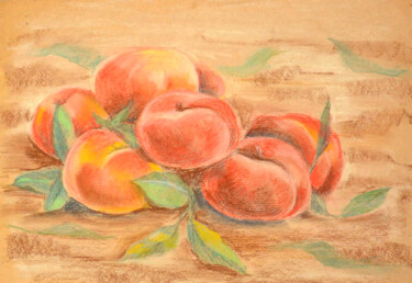 Pittura intitolato "Juicy, ripe peaches…" da Yelena Rybalkina, Opera d'arte originale, Pastello