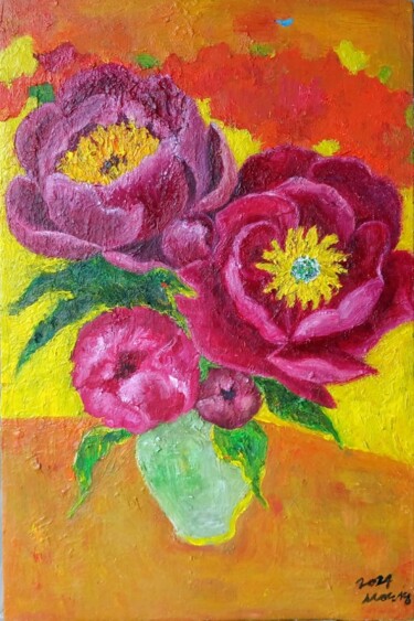 Painting titled "" Radiant Peony Blo…" by Yeon-Gyeong Seo (Seo), Original Artwork, Oil