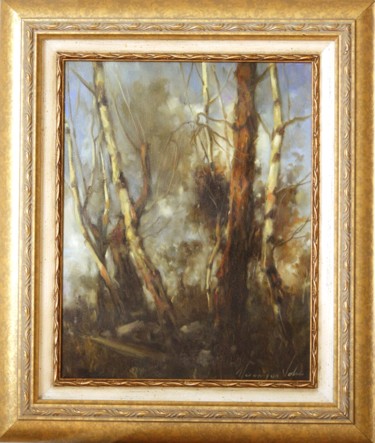 Pintura intitulada "Landscape Birches,…" por Yeremy Vy, Obras de arte originais, Óleo