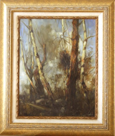 「Landscape Birches,…」というタイトルの絵画 Yeremy Vyによって, オリジナルのアートワーク, オイル