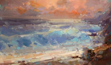 Pintura titulada "Sunset Ocean side o…" por Yeremy Vy, Obra de arte original, Oleo