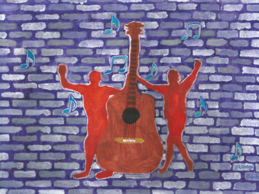 Картина под названием "Musical dancing No.1" - Yeshaya Dank, Подлинное произведение искусства, Акварель