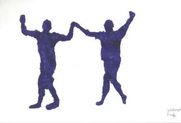 Schilderij getiteld "They Dance in Violet" door Yeshaya Dank, Origineel Kunstwerk, Aquarel