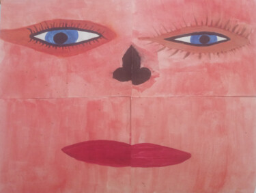Pittura intitolato "4 piece face" da Yeshaya Dank, Opera d'arte originale, Acquarello