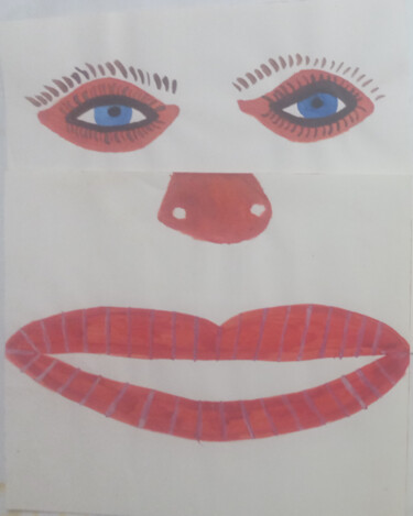 Painting titled "Face option No.5" by Yeshaya Dank, Original Artwork, Watercolor