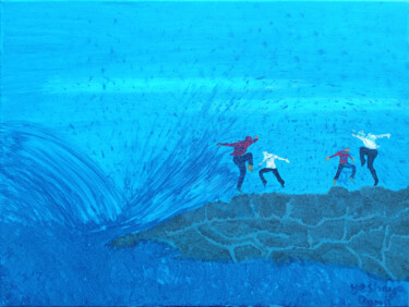 Ζωγραφική με τίτλο "frolicking on the r…" από Yeshaya Dank, Αυθεντικά έργα τέχνης, Ακουαρέλα