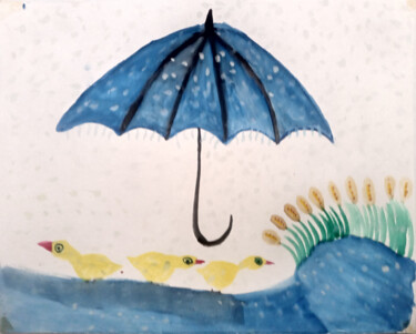Pintura titulada "Rained out by life…" por Yeshaya Dank, Obra de arte original, Acuarela