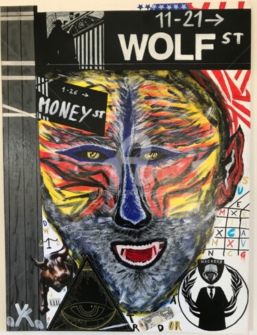 Malerei mit dem Titel "The Wolf or Wall st…" von Ykstreetart, Original-Kunstwerk, Acryl