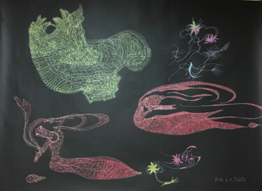 Ζωγραφική με τίτλο "Flying Dragon King" από Ylohps Yang, Αυθεντικά έργα τέχνης, Στυλό