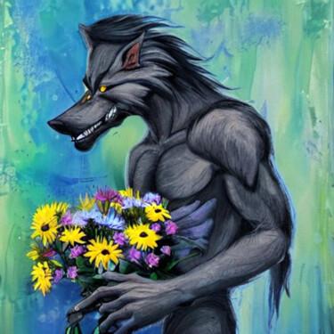 Digital Arts titled "a werewolf in love…" by Yog-Sothoth, Original Artwork, AI generated image