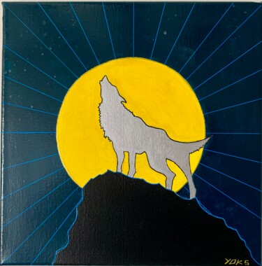 Pintura titulada "-Le Loup;•)" por Yoks, Obra de arte original, Acrílico Montado en Bastidor de camilla de madera