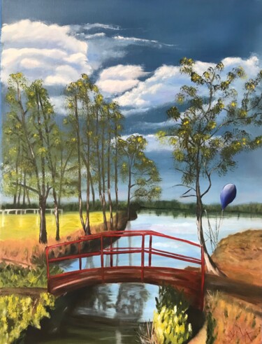 Ζωγραφική με τίτλο "Le petit pont de So…" από Yolande Strauss Ruinet (Yola), Αυθεντικά έργα τέχνης, Λάδι