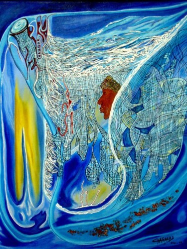 Painting titled "MOZAÏ'BES BLUES" by Yolande (Yo) Gaspard, Original Artwork