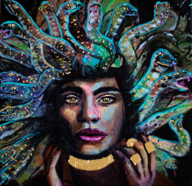 Картина под названием "Medusa" - Yora Van Der Laan, Подлинное произведение искусства, Акрил