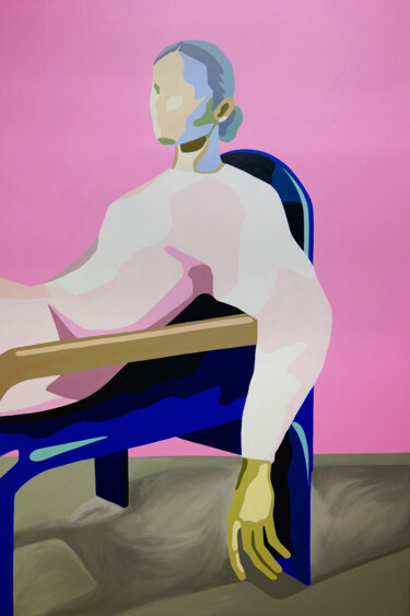 Malerei mit dem Titel "Sitting on the blue…" von Young Park, Original-Kunstwerk, Acryl
