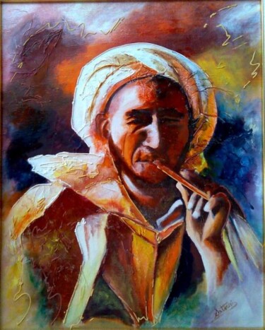 Painting titled "Berger berber" by Youssef Satouri, Original Artwork, Oil