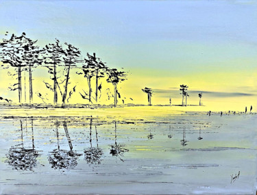 Картина под названием "Soleil levant Sangu…" - Ysabel Laffitte, Подлинное произведение искусства, Акрил Установлен на Деревя…